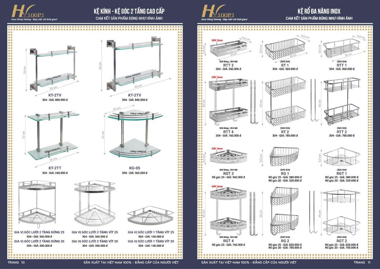 Phụ kiện phòng tắm Inox HÙNG VƯƠNG Catalogue và Bảng giá mới nhất /Page 5